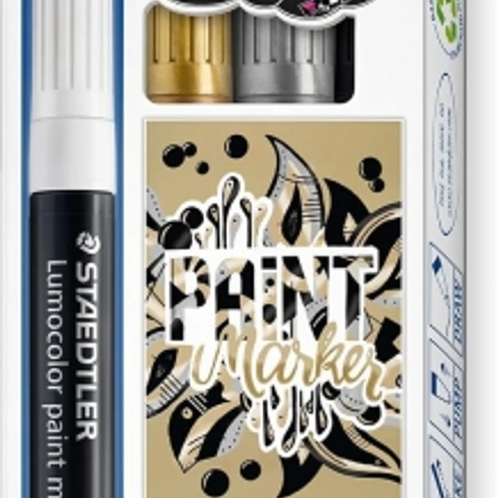 Staedtler Lumocolor 349 Pack con 4 Marcadores Acrilicos Permanentes - Trazo 2.4 mm aprox. - Tinta Base de Agua - Colores Surtidos 1