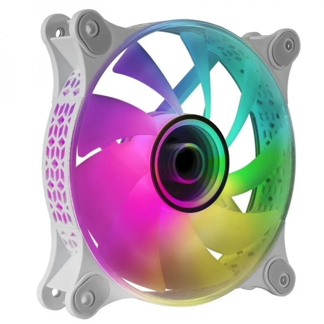 Mars Gaming MF-3D Ventilador ARGB - Efecto Espejo Infinito 3D - Iluminacion 360° - Compatible con Controladores ARGB - Color Blanco 1
