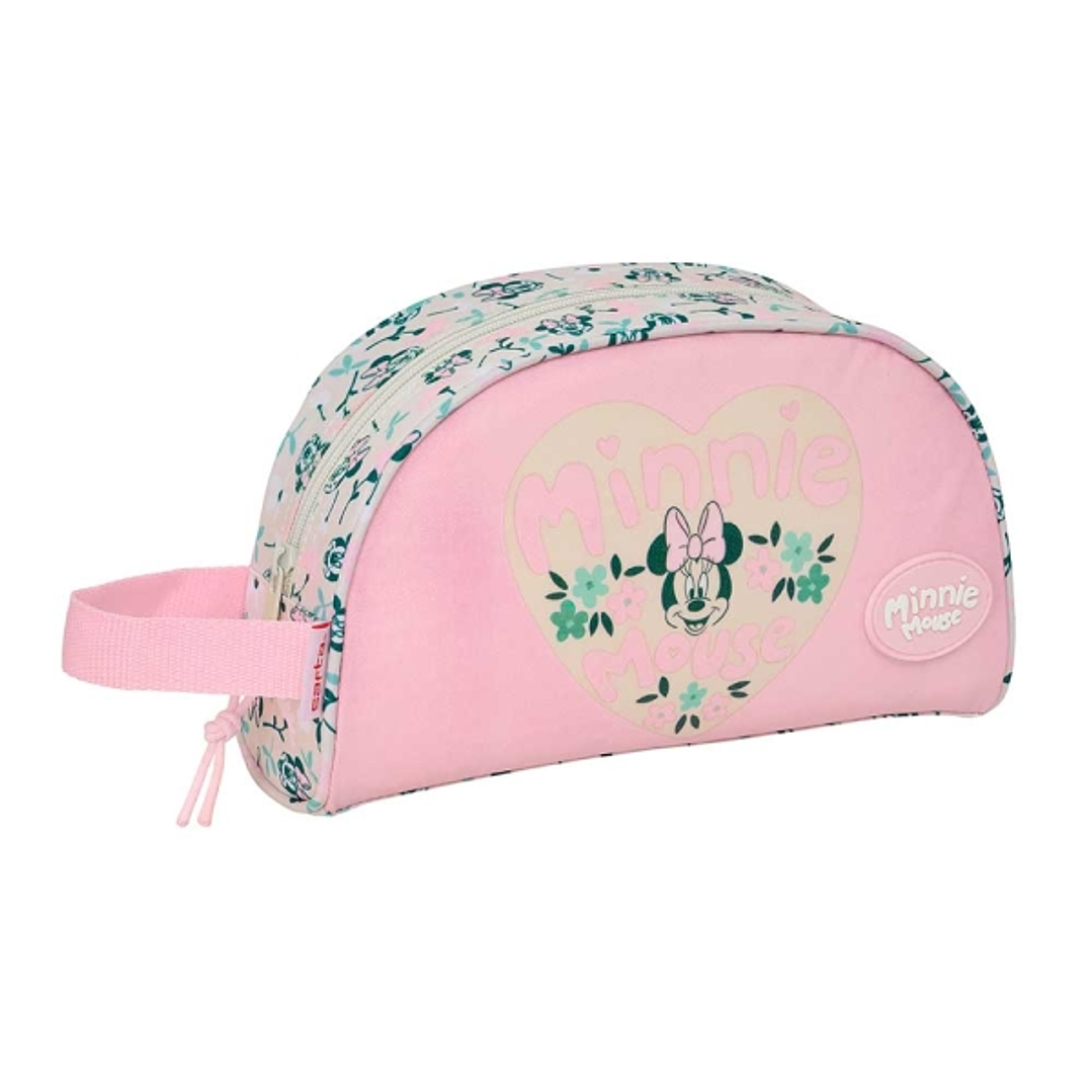Safta Minnie Mouse Minty Neceser de 3.75L - Cremallera - Asa Lateral - Adapatable a Carro - Bolsillo Interior - 260x90x160mm - Color Rosa Pastel 1
