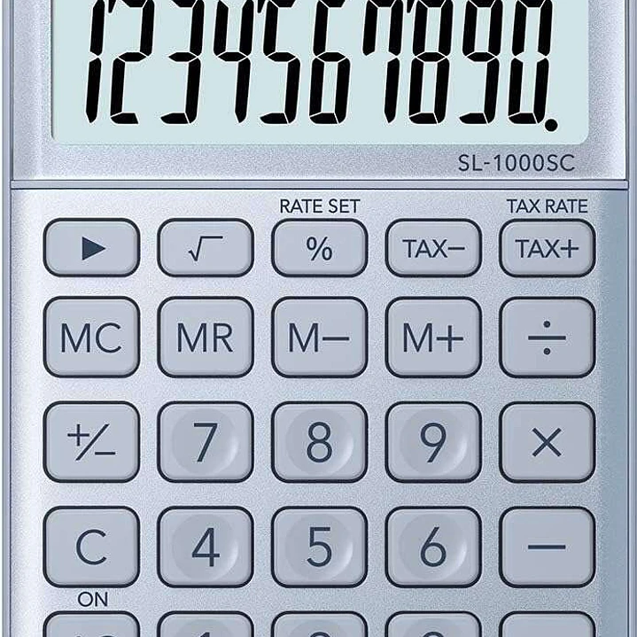 Casio SL-1000SC Calculadora de Bolsillo - Pantalla Extragrande de 10 Digitos - Alimentacion Solar y Pilas - Color Azul 1