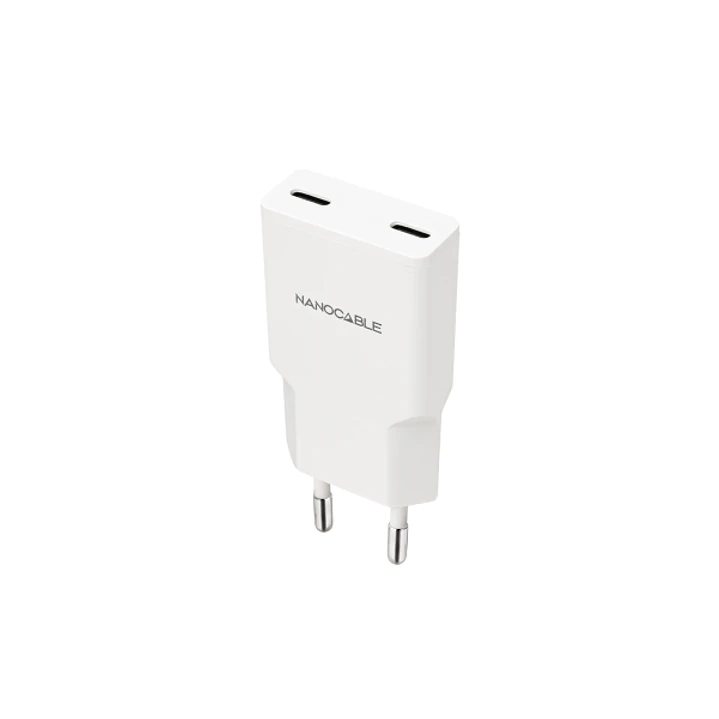 Nanocable Cargador de Pared 2xUSB-C/PD 20W - Color Blanco 1