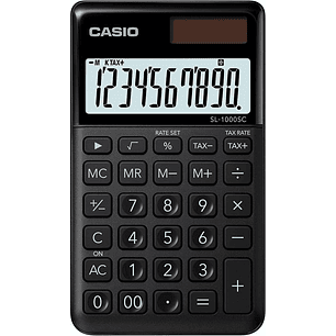 Casio SL-1000SC Calculadora de Bolsillo - Pantalla Extragrande de 10 Digitos - Alimentacion Solar y Pilas - Color Negro