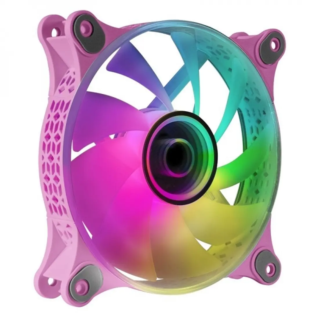 Mars Gaming MF-3D Ventilador ARGB - Efecto Espejo Infinito 3D - Iluminacion 360° - Compatible con Asus Aura Sync y mas - Color Rosa 1