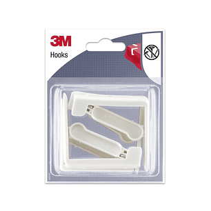 3M Pack de 4 Ganchos para Mantel - Cierre Tipo Pinza - Color Blanco