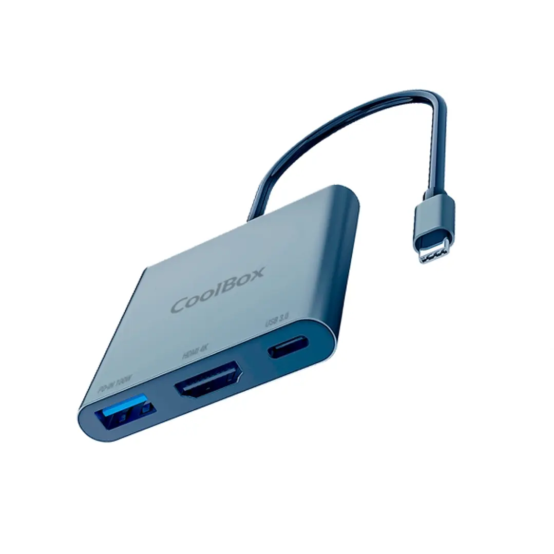 CoolBox MiniDock C31 USB-C - 1x HDMI 4K, 1x USB 3.2 Gen1, 1x USB-C PD - Compatible con PC, MAC y Consolas - Aluminio - Color Gris 1