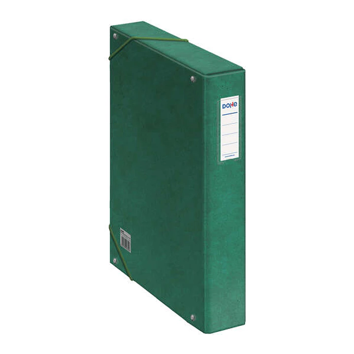 Dohe Caja para Proyectos Lomo 5cm - Carton Forrado con Papel Impreso y Plastificado - Cierre con Gomas - Color Verde 1