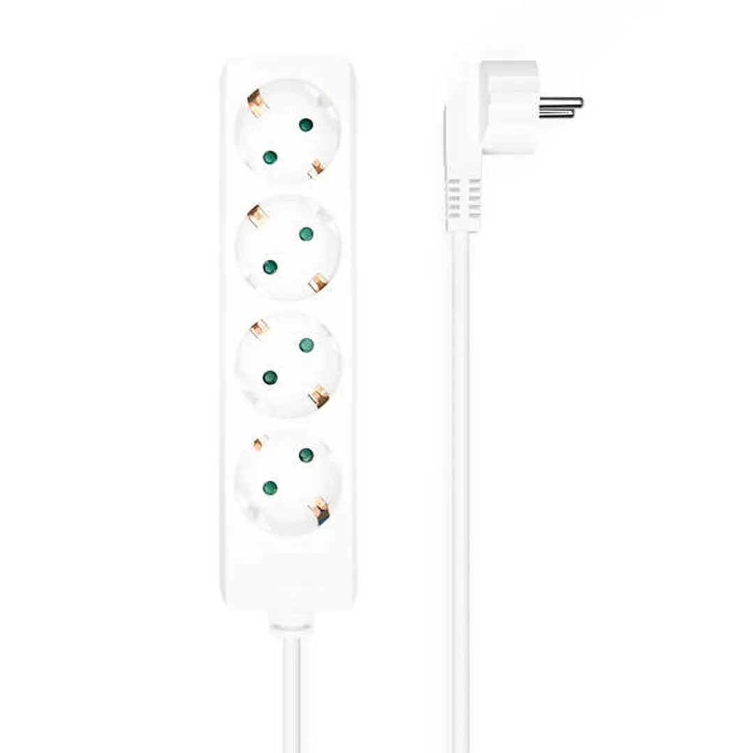 Aisens Regleta Multiple de 4 Tomas sin Interruptor con Cable 3×1.5mm2 - 1.4m - Color Blanco 1