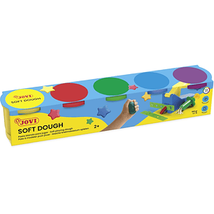 Jovi Soft Dough Estuche de 5 Botes 110G - Blanda y Flexible - Facil de Amasar y Moldear - Fomenta Creatividad y Motricidad Fina - Uso Educativo y Tera