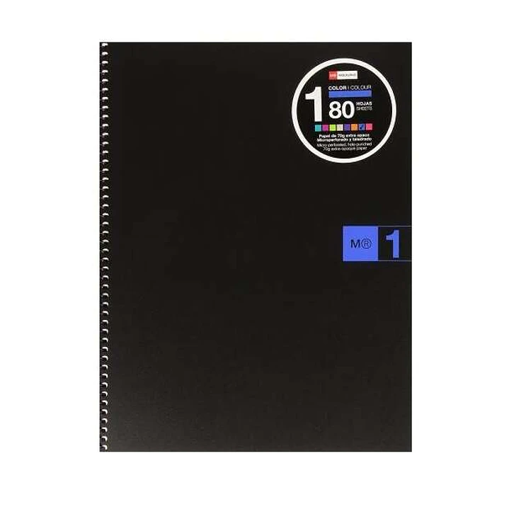 Miquel Rius Notebook1 Cuaderno de Espiral Formato A4 - 80 Hojas Microperforadas con 4 Taladros - Cuadricula 5x5 - Banda de las Hojas Azul - Cubiertas  1