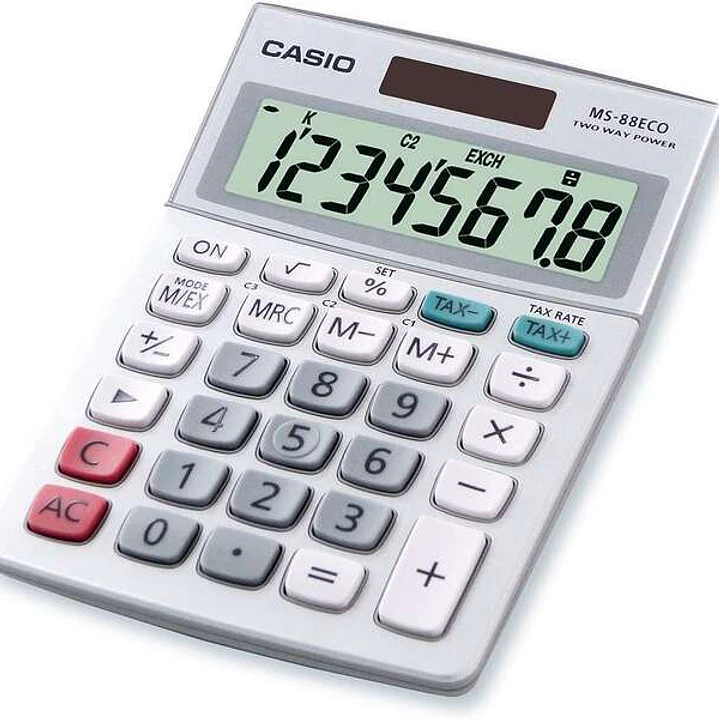 Casio MS88ECO Calculadora de Escritorio Financiera - Conversion de Moneda - Calculo de Impuestos - Pantalla LCD de 8 Digitos - Solar y Pilas 1