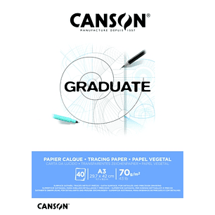 Canson Graduate Vegetal Bloc Encolado de 40 Hojas A3 - 75g - Color Blanco