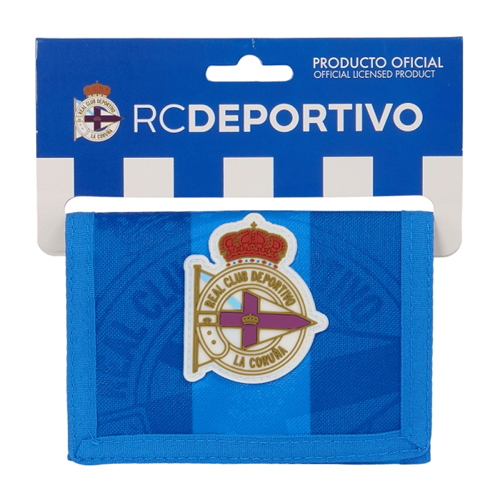 Safta Real Deportivo de la Coruña Billetera - Cierre con Velcro - Compartimentos Internos - Bolsillo para Monedas - Cabecera para Colgar - 125x10x95mm 1