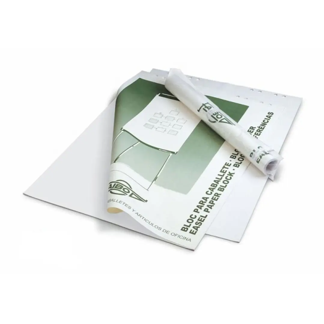 Faibo Bloc de 25 Hojas Lisas 65x90cm para Caballetes - Sistema Multitaladro - Color Blanco 1
