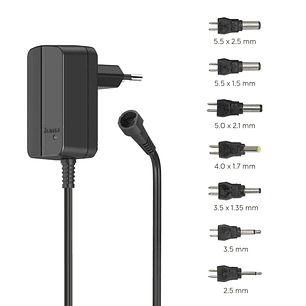 Hama Fuente de Alimentacion Multidispositivo - Potencia 3.6W - Voltaje 12V - Indicador LED - 7 Adaptadores - Intensidad Maxima 0.3A - Voltaje Ajustabl