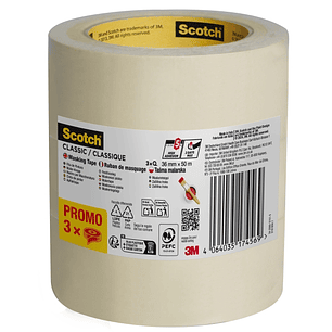 Scotch Classic Cinta de Enmascarar - 36mm x 50m - 70% PEFC - Color Blanco