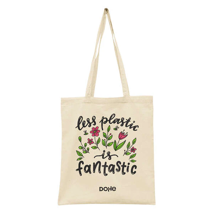 Dohe Totebag Grande de Algodon 50% Reciclado y Organico 220g/m2 - Asas Largas - Sostenible y Respetuoso con el Medio Ambiente - Ideal para Uso Diario 1