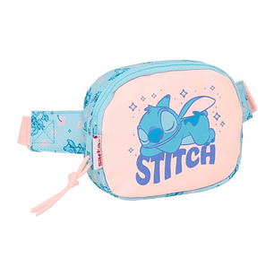 Safta Stitch Ohana Bolsa de Cintura - Cintas Ajustables - 0.62L - Material Resistente - Cierre de PVC - 140x40x110mm - Color Azul Claro