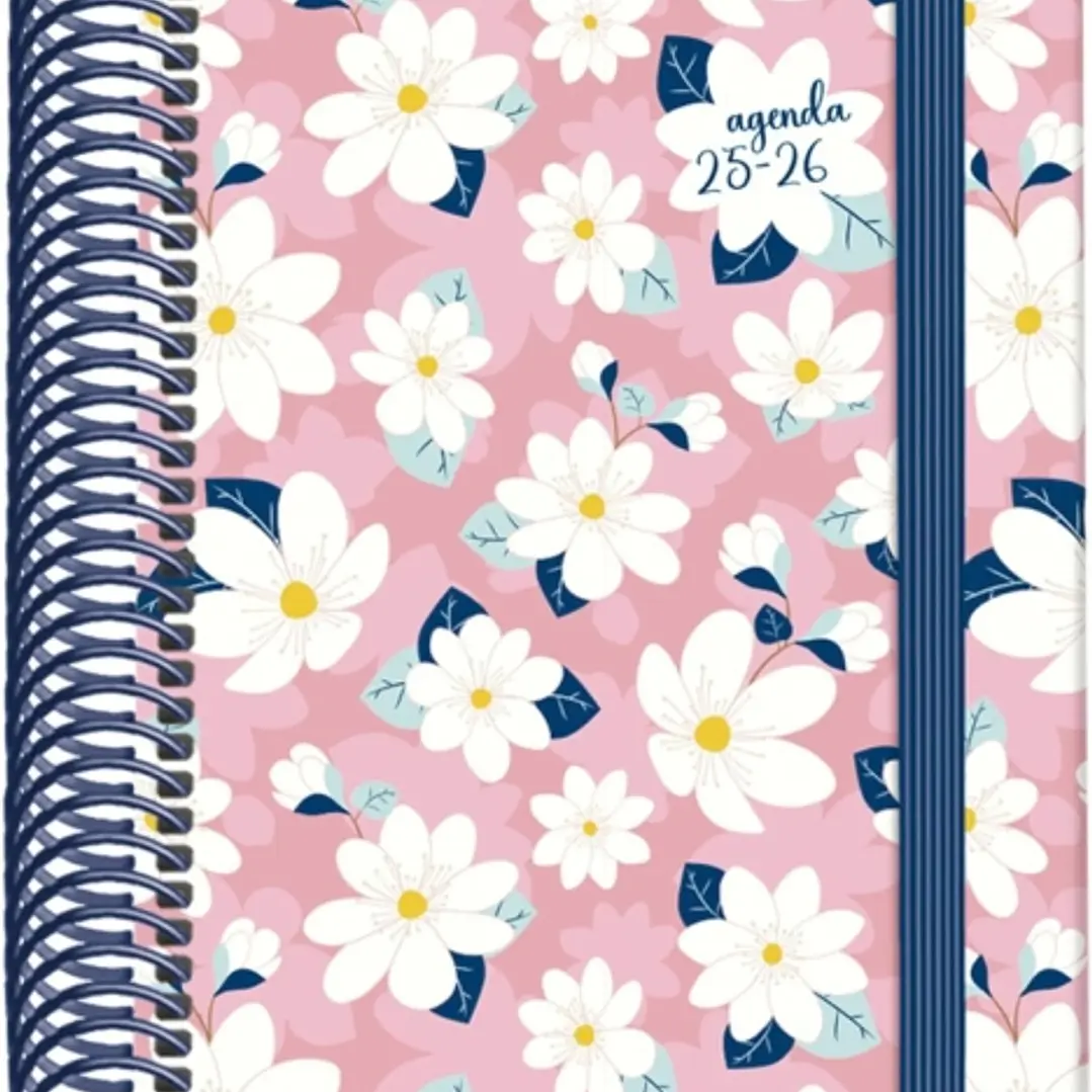 Dohe Camomille Agenda Escolar 25/26 Espiral A6 - Dia Pagina - Papel 70g/m2 - 4 Hojas de Pegatinas - Cubierta de Carton Plastificado - Cierre con Goma  1