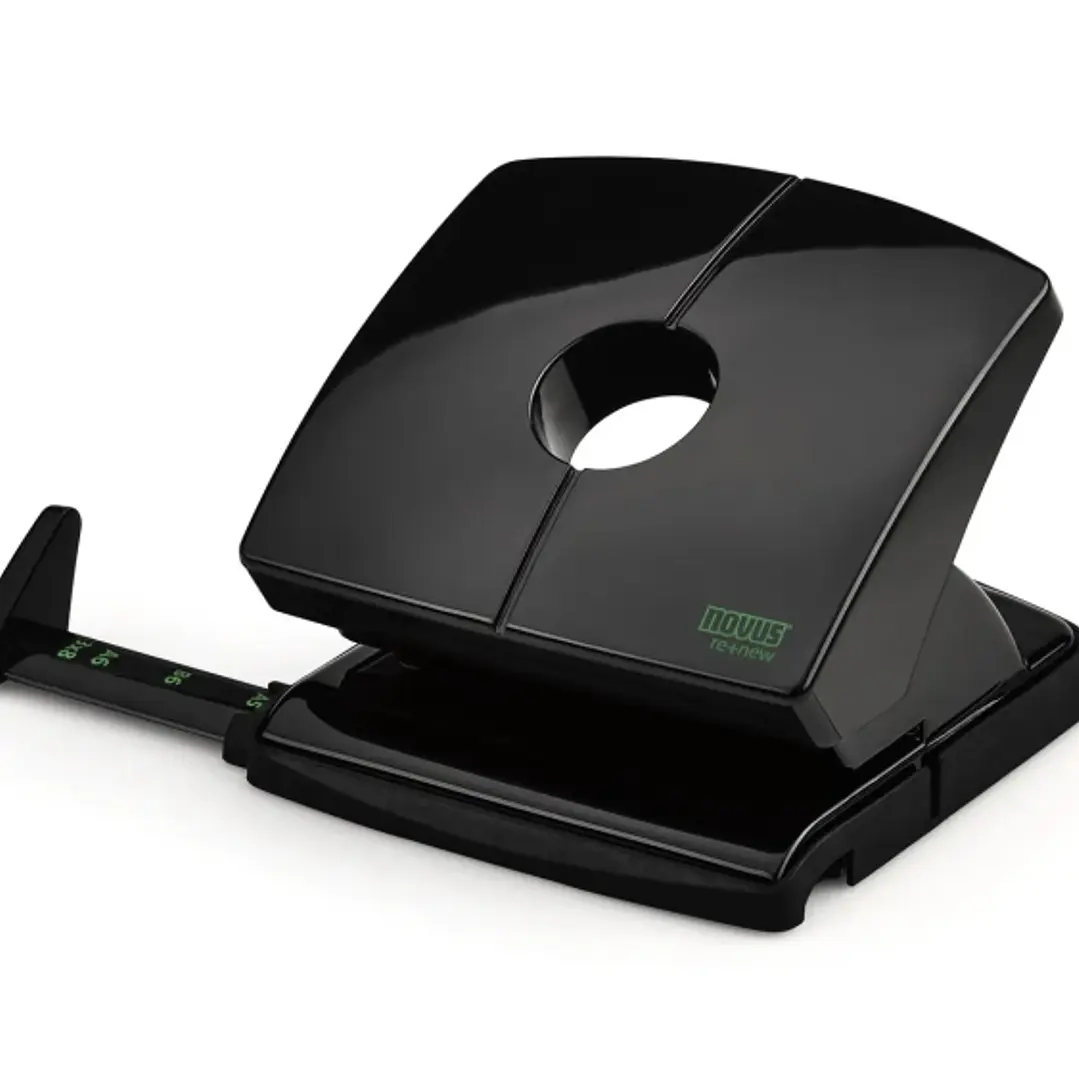 Novus B 220 re+new Perforadora de Papel - Fabricada con Plastico Reciclado - Hasta 20 Hojas - Escala de Tope - Vaciado Facil - Punzones 5.5mm - Color  1