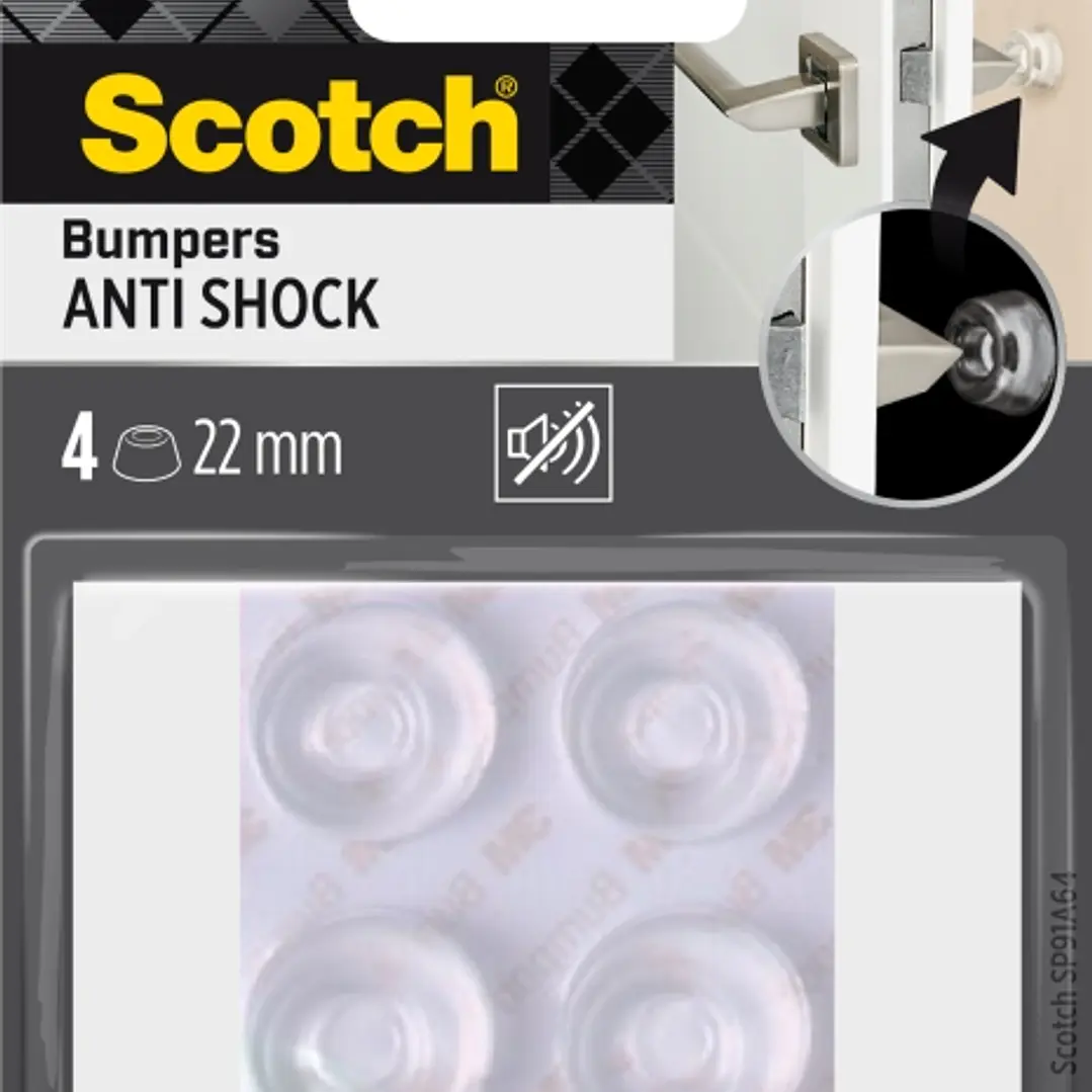 Scotch Pack de 4 Almohadillas Adhesivas Antichoque para Paredes - Diametro de 22mm - Color Transparente 1