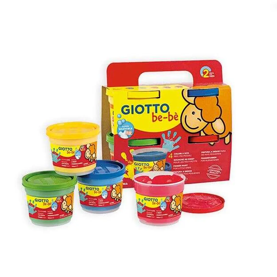 Giotto Bebe Pack de 4 Botes de Pintura para Dedos - 150ml - Facil Aplicacion - Colores Surtidos 1