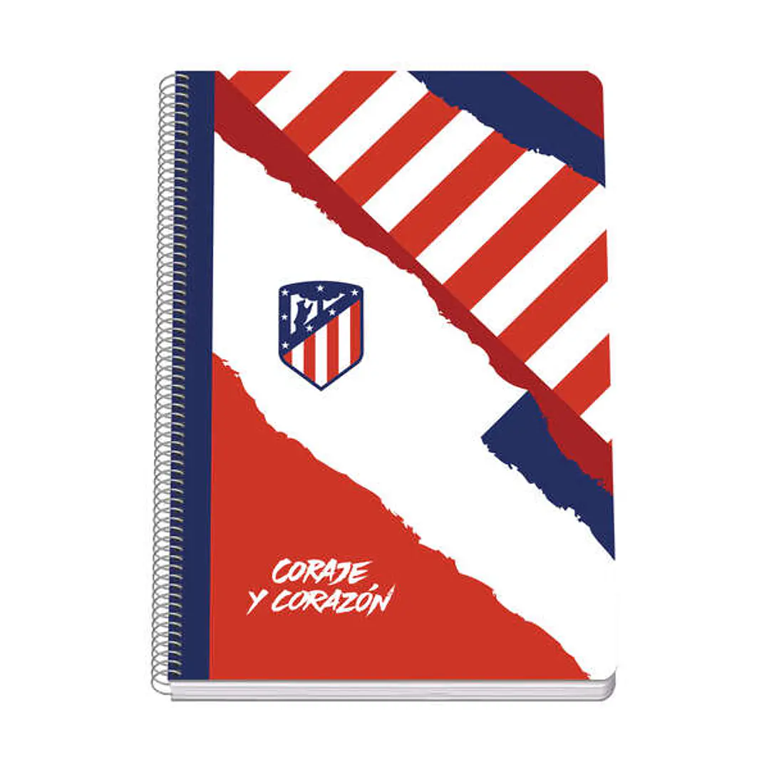 Dohe Atletico de Madrid Coraje y Corazon Cuaderno Espiral Tapa Rigida - Tamaño Folio de 80 Hojas 90gr - Hojas con Cuadricula 4mm 1