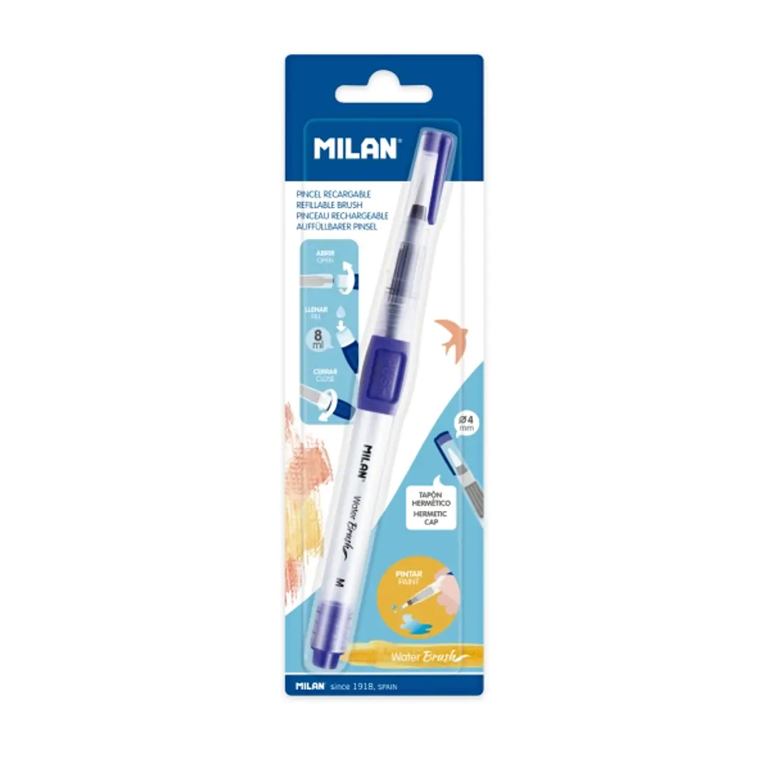 Milan Water Brush Pincel con Deposito de Agua - Recargable - Color Azul 1