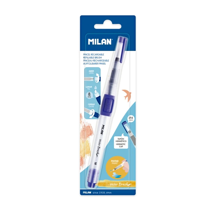 Milan Water Brush Pincel con Deposito de Agua - Recargable - Color Azul 1