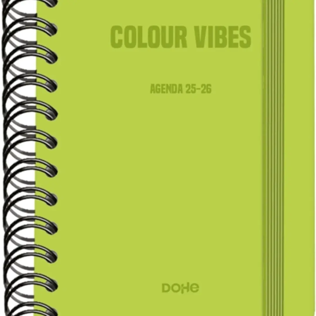 Dohe Colour Vibes Agenda Escolar 25/26 Espiral Wireo A6 - Dia Pagina - Papel 80g/m2 - 4 Hojas de Pegatinas - Cubierta de Carton Plastificado - Cierre 1