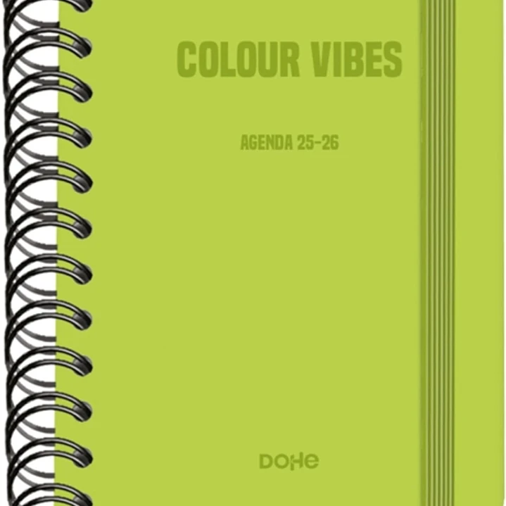 Dohe Colour Vibes Agenda Escolar 25/26 Espiral Wireo A6 - Dia Pagina - Papel 80g/m2 - 4 Hojas de Pegatinas - Cubierta de Carton Plastificado - Cierre 1