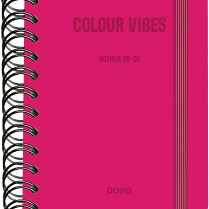 Dohe Colour Vibes Agenda Escolar 25/26 Espiral Wireo A6 - Dia Pagina - Papel 80g/m2 - 4 Hojas de Pegatinas - Cubierta de Carton Plastificado - Cierre 1