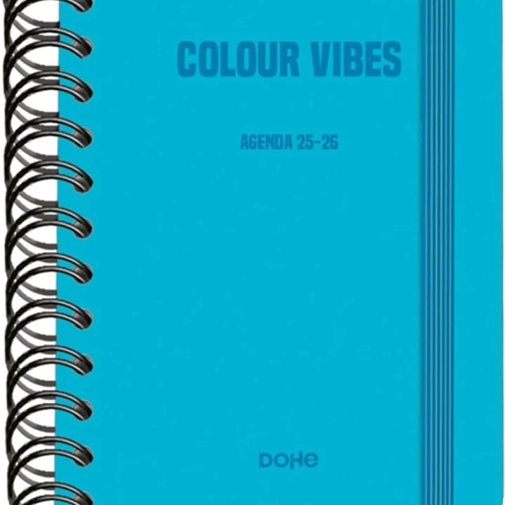 Dohe Colour Vibes Agenda Escolar 25/26 Espiral Wireo A6 - Dia Pagina - Papel 80g/m2 - 4 Hojas de Pegatinas - Cubierta de Carton Plastificado - Cierre 1
