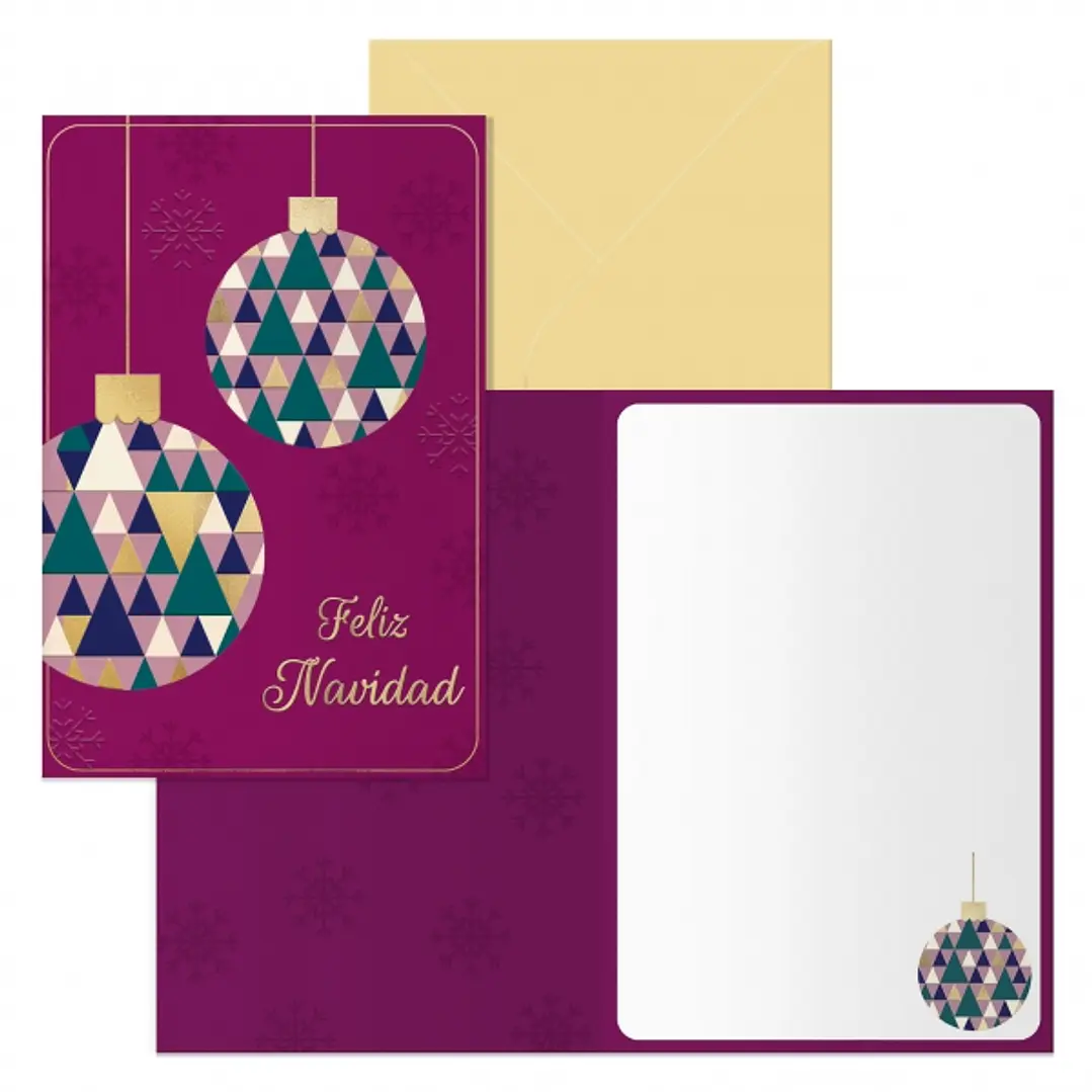 Dohe Esferas Pack de 6 Tarjetas de Felicitacion Navideña con Sobre - Tamaño Cerrada 11.5x17cm, Abierta 23x17cm - Papel Offset - Impresas a todo Color 1