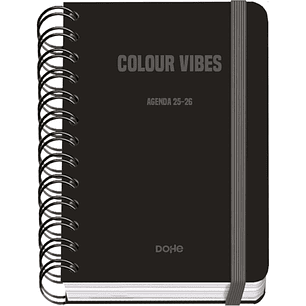 Dohe Colour Vibes Agenda Escolar 25/26 Espiral Wireo A6 - Dia Pagina - Papel 80g/m2 - 4 Hojas de Pegatinas - Cubierta de Carton Plastificado - Cierre