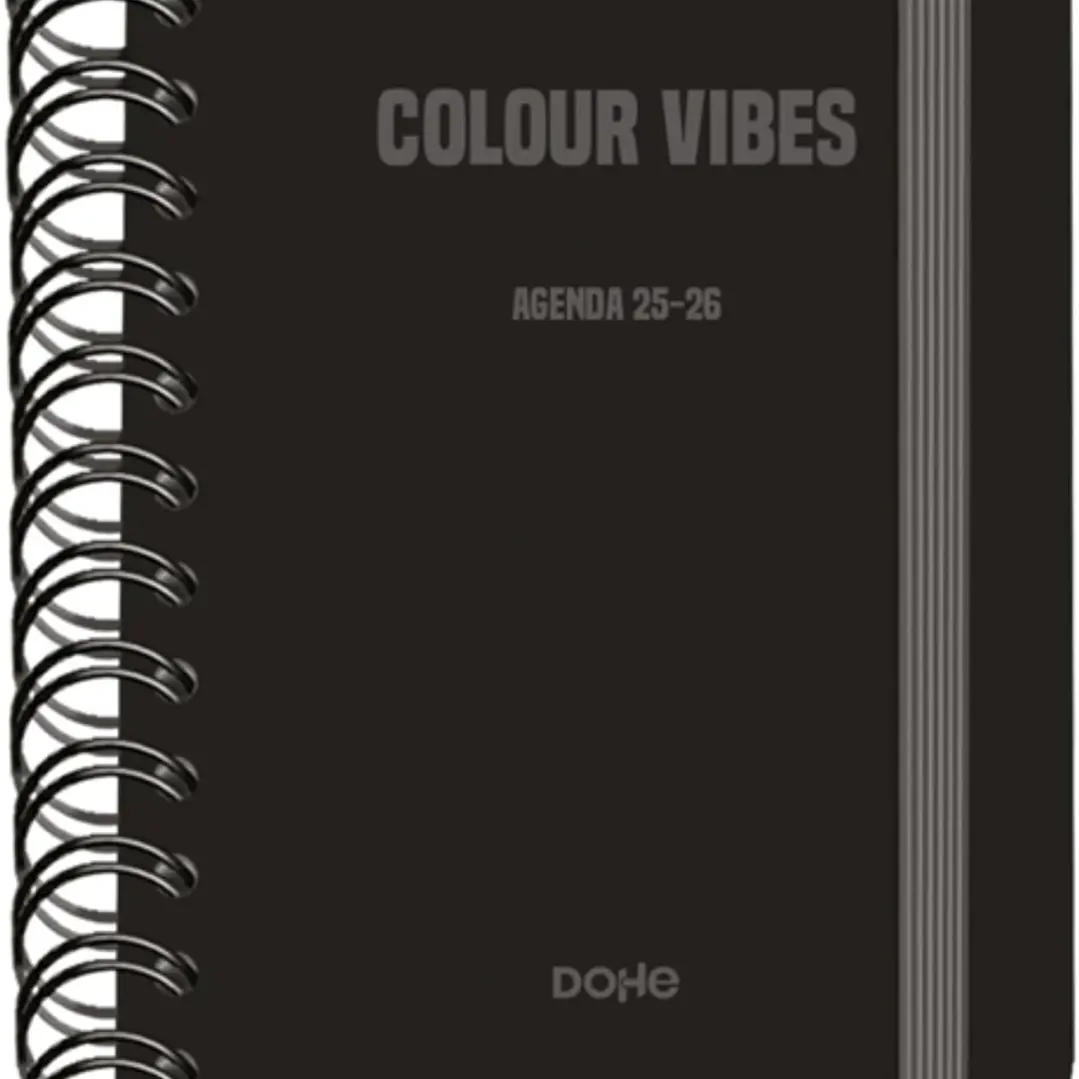 Dohe Colour Vibes Agenda Escolar 25/26 Espiral Wireo A6 - Dia Pagina - Papel 80g/m2 - 4 Hojas de Pegatinas - Cubierta de Carton Plastificado - Cierre 1