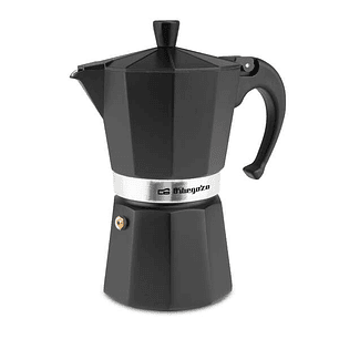 Orbegozo KFN 610 Cafetera de Aluminio Negra - Capacidad para Seis Tazas - Utilizable en Cocinas a Gas - Electricas y Vitroceramica - Asa Ergonomica - 