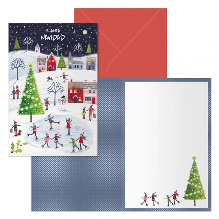 Dohe Ice Rink Pack de 6 Tarjetas de Felicitacion Navideña con Sobre - Tamaño Cerrada 11.5x17cm, Abierta 23x17cm - Papel Offset - Impresas a todo Color 1
