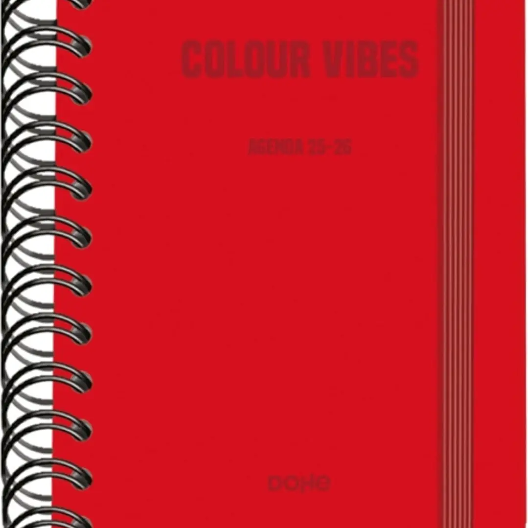 Dohe Colour Vibes Agenda Escolar 25/26 Espiral Wireo A6 - Dia Pagina - Papel 80g/m2 - 4 Hojas de Pegatinas - Cubierta de Carton Plastificado - Cierre 1
