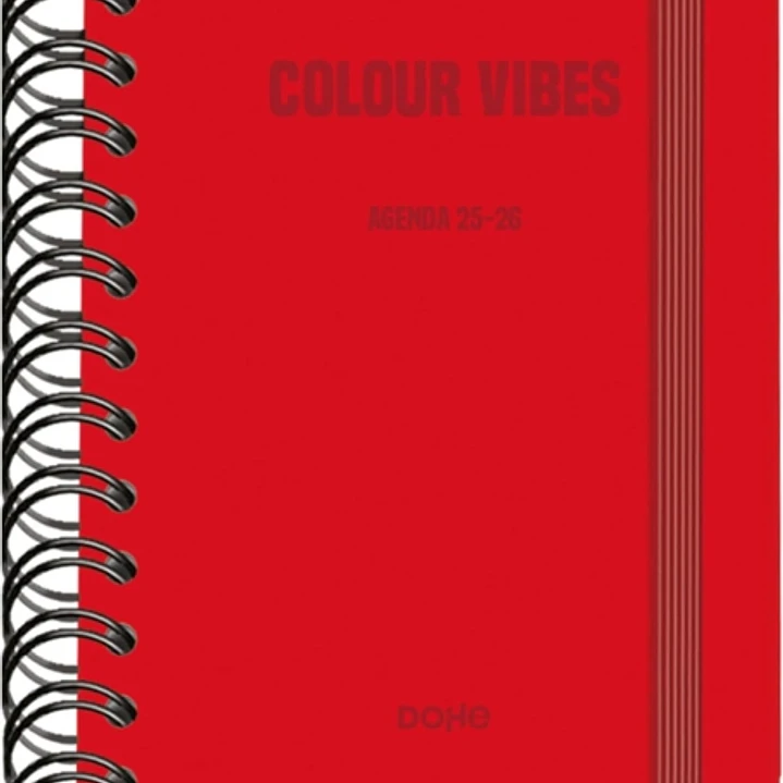 Dohe Colour Vibes Agenda Escolar 25/26 Espiral Wireo A6 - Dia Pagina - Papel 80g/m2 - 4 Hojas de Pegatinas - Cubierta de Carton Plastificado - Cierre 1
