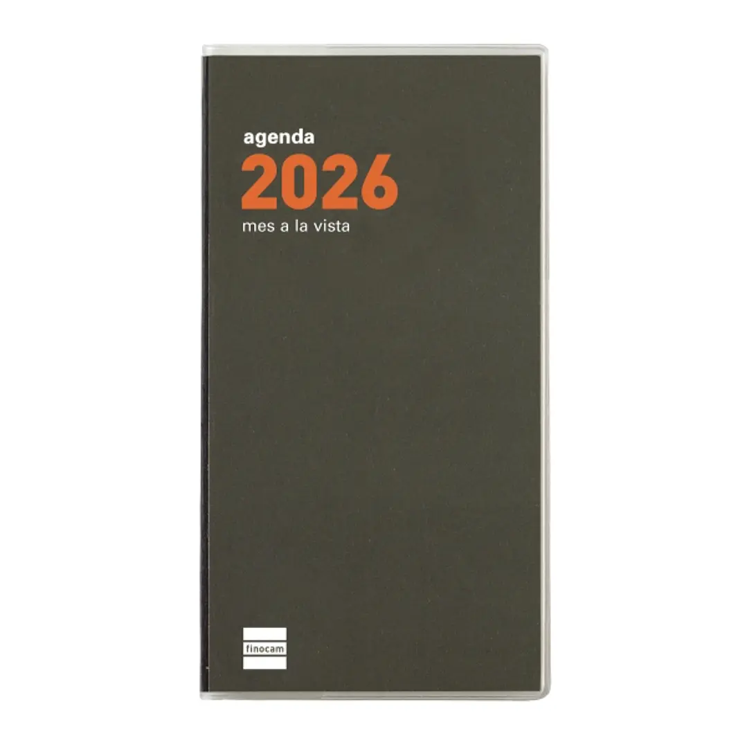 Finocam Min Agenda Plana en Catalan - Anual 2026 - Formato Pl4 - 83x6x154mm - Mes Vista - Color Verde Oscuro 1