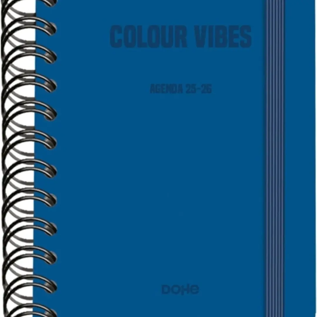 Dohe Colour Vibes Agenda Escolar 25/26 Espiral Wireo A6 - Dia Pagina - Papel 80g/m2 - 4 Hojas de Pegatinas - Cubierta de Carton Plastificado - Cierre 1