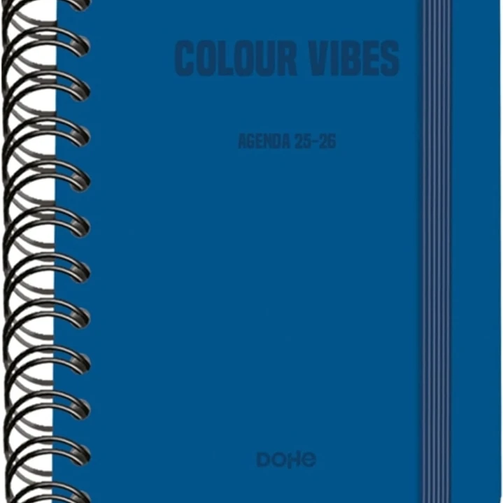 Dohe Colour Vibes Agenda Escolar 25/26 Espiral Wireo A6 - Dia Pagina - Papel 80g/m2 - 4 Hojas de Pegatinas - Cubierta de Carton Plastificado - Cierre 1