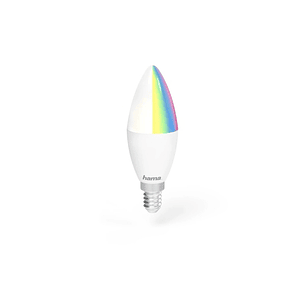Hama Bombilla LED E14 Inteligente - Potencia 5.5W - RGBW - WiFi - Compatible con Asistente de Voz - Control con App - Forma de Vela - IP20 - Color Bla