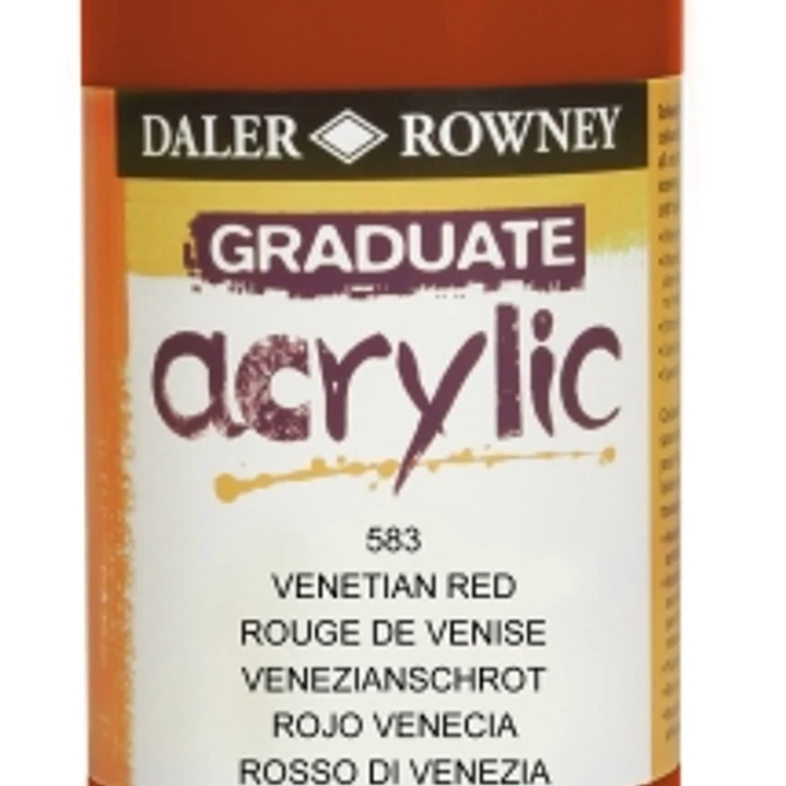 Daler Rowney Graduate Pintura Acrilica - Botella de Plastico - 500ml - Color Rojo Veneciano 1