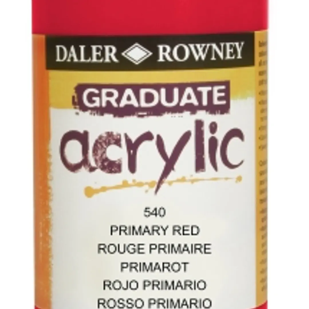 Daler Rowney Graduate Pintura Acrilica - Botella de Plastico - 500ml - Color Rojo Primario 1