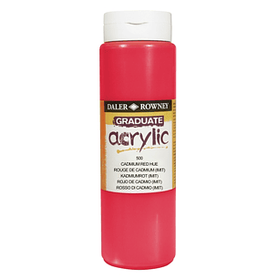 Daler Rowney Graduate Pintura Acrilica - Botella de Plastico - 500ml - Color Rojo de Cadmio