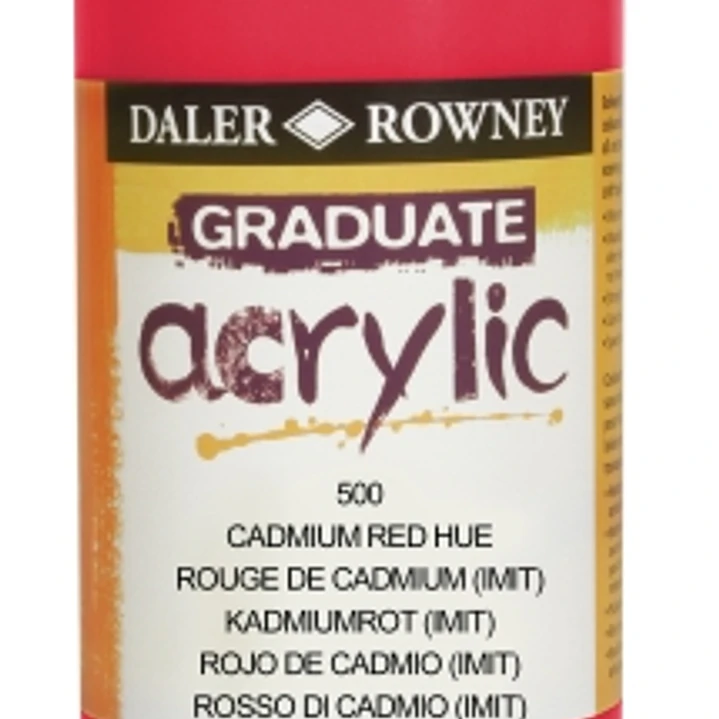 Daler Rowney Graduate Pintura Acrilica - Botella de Plastico - 500ml - Color Rojo de Cadmio 1