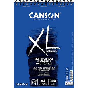 Canson Xl Mix Media Bloc de Dibujo Acuarela de 30 Hojas A4 - Grano Medio - Microperforado Espiral - 21x29.7cm - 300g - Color Blanco