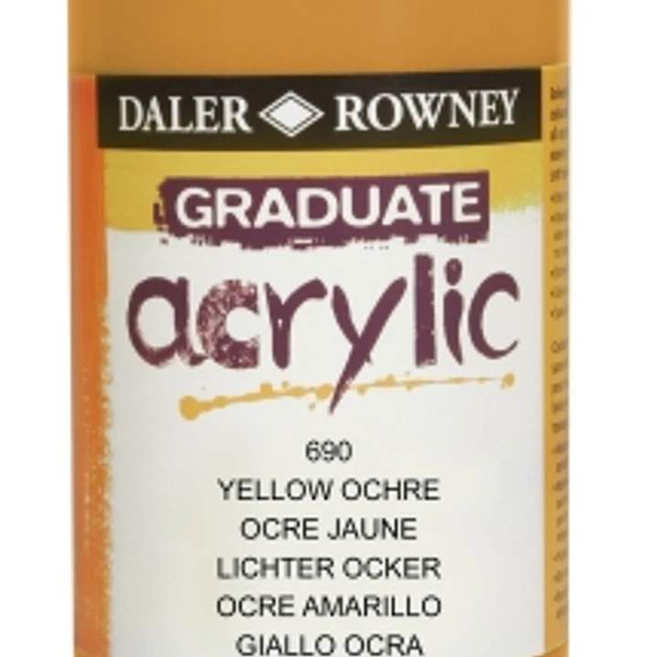Daler Rowney Graduate Pintura Acrilica - Botella de Plastico - 500ml - Color Ocre Amarillo 1