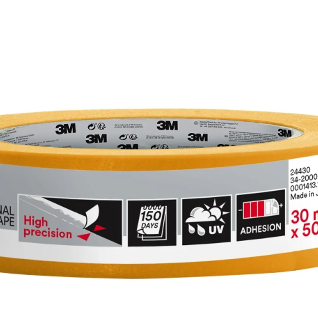 3M Cinta de Enmascarar Profesional - Multisuperficie - 30mm x 50m - 100% PEFC - Color Naranja 1